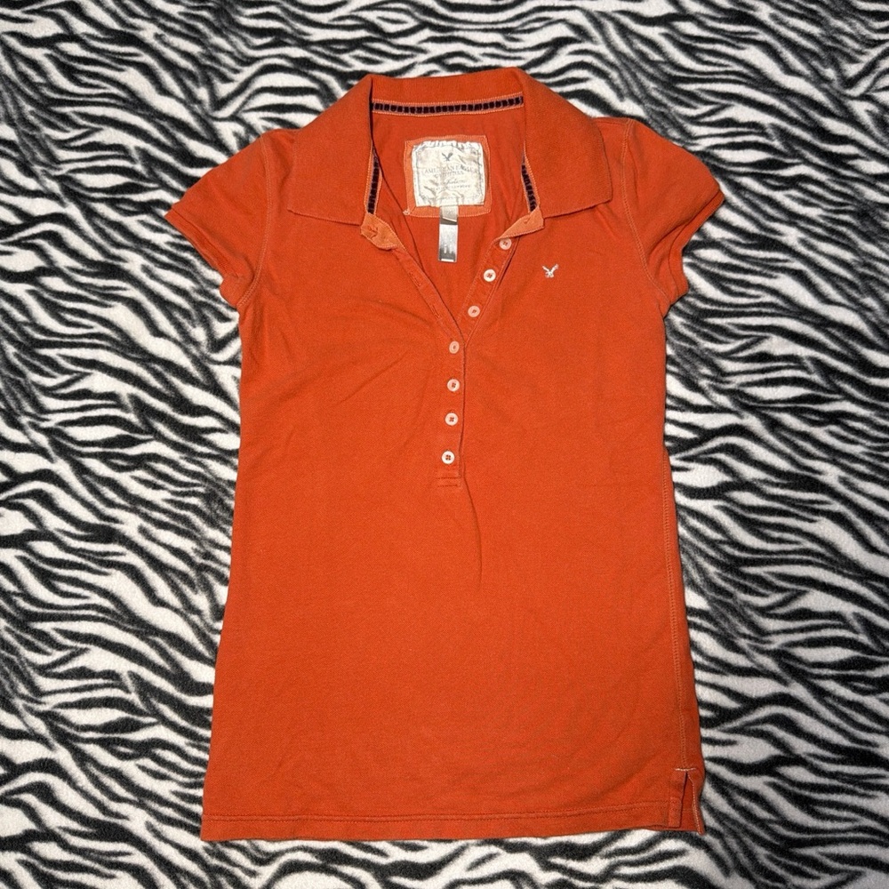 American Eagle Outfitters Orange Button Down Shirt